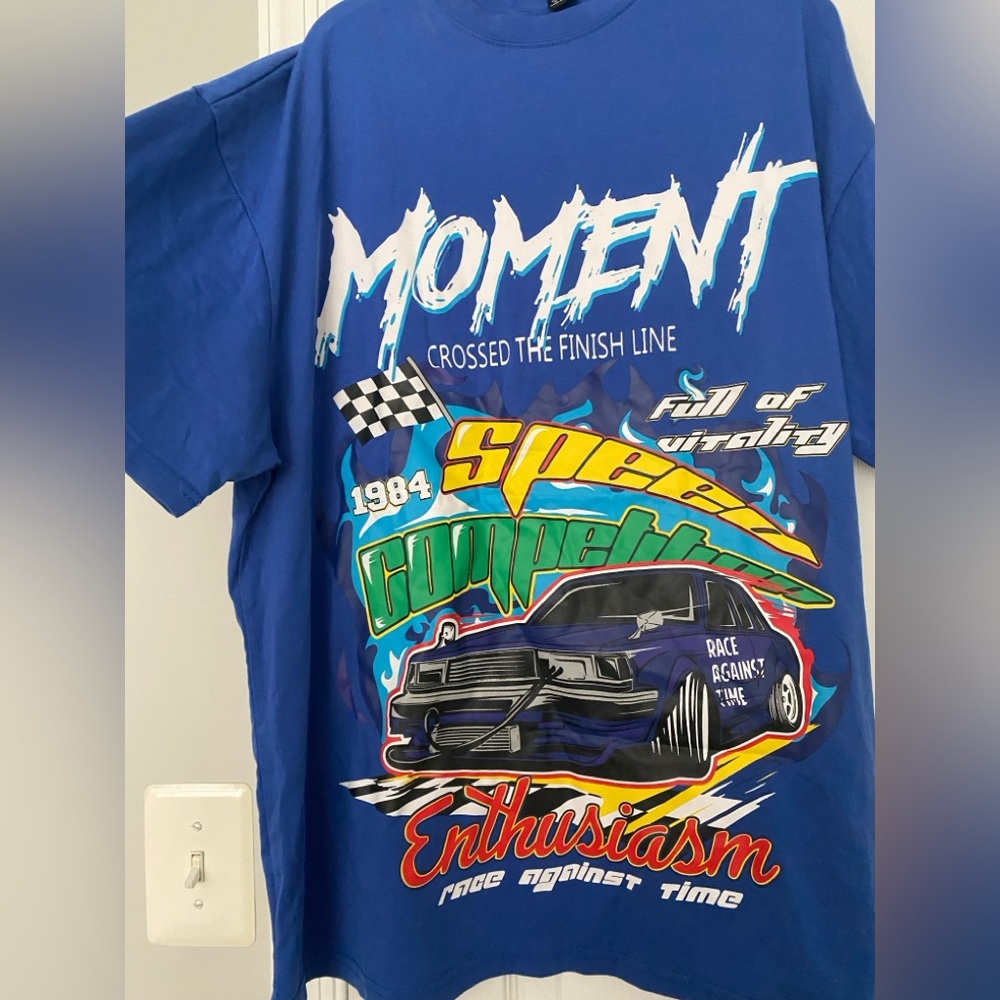 SHEIN Blue Casual Race Tee